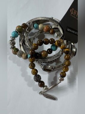 Shyanne Brown and Turquoise Beaded Bracelet Set